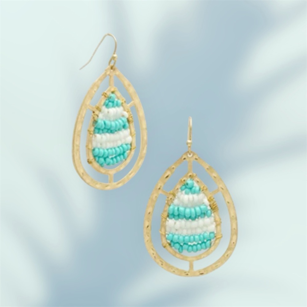 Elan Gold And Aqua Teardrop Earrings